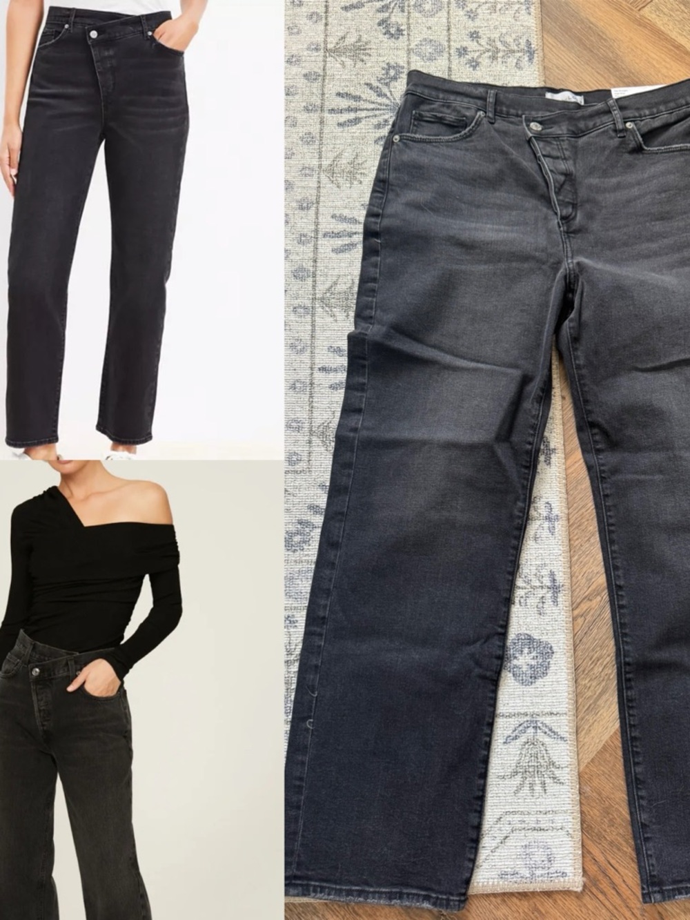 LOFT Asymmetrical Crisscross Washed Black Denim NWT